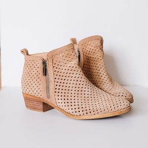 Lucky Brand Perforated Tan Suede Booties